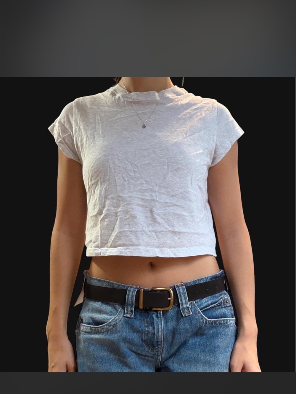 Aritzia TNA White and gray baby tee
